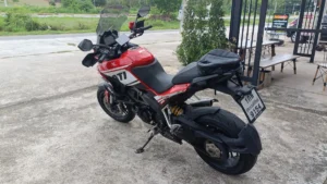 Ducati Multistrada 1200S back-left view with side cases