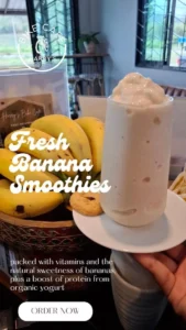 Banana Smoothie of fresh banana from our local Thai fruit market